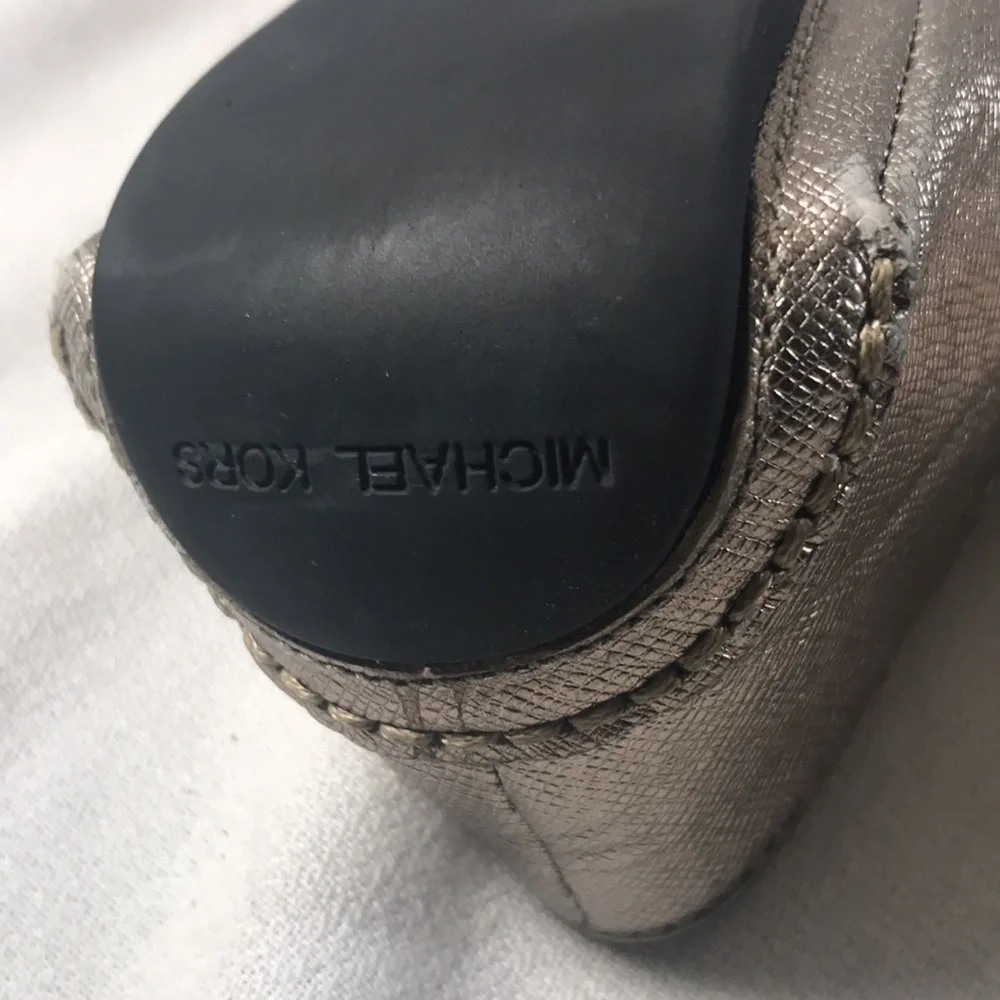 Michael Kors Fulton Women’s Metallic Gold Leather Slip On Round Toe Ballet Flats